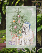 Bulldog, English Bulldog Christmas Presents and Tree Garden Flag