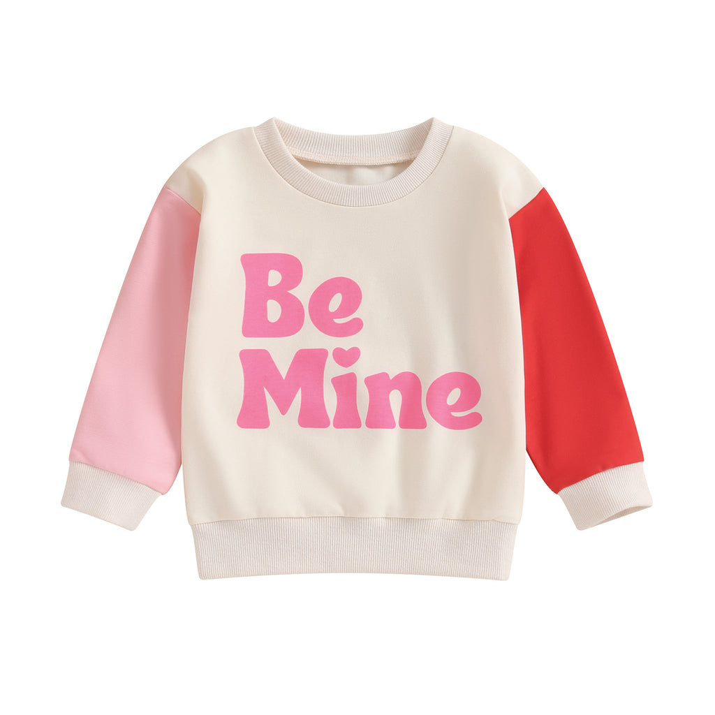 Color Block Printed Sweater "Be Mine"