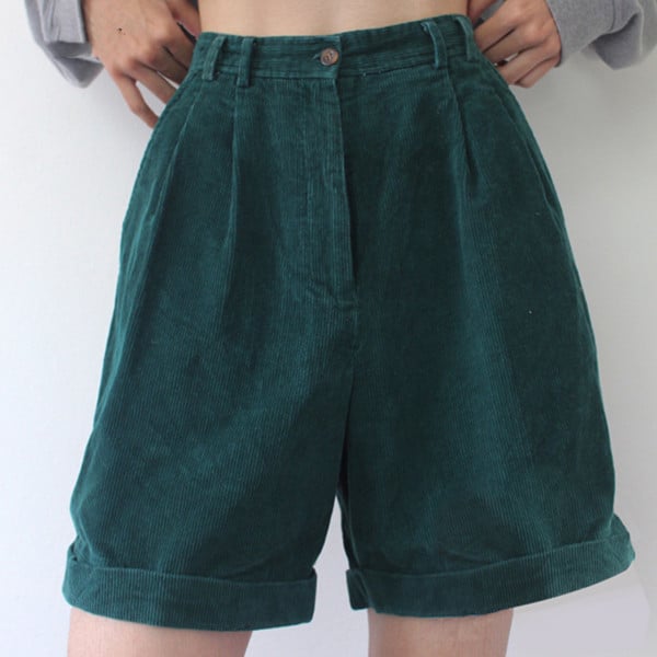 Girls High Waist Fleece Casual Pants in Green