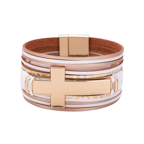 Personalized Cross Magnetic Buckle Bracelet