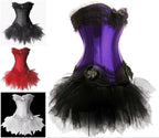 White Burlesque Lace Up Corset Bustier with TUTU Skirt