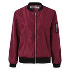 Fashionable Women's Solid Color Bomber Jacket for Casual Wear
