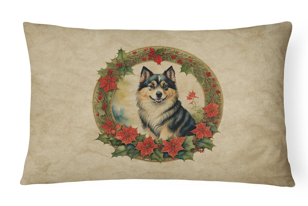 Finnish Lapphund Christmas Flowers Throw Pillow