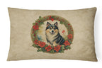 Finnish Lapphund Christmas Flowers Throw Pillow