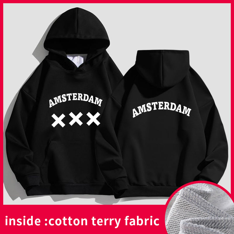 Amsterdam Unisex Hoodie - Black Oversized Sweatshirt | Streetwear