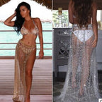 Beach Cover-Up and Sparkly Tie-Slit Skirt for Women