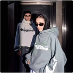 Loose-Fit Y2K Star Letter Printed Turtleneck Hoodie | Streetwear