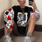 Casual Printed Round Neck Loose Sweatshirt | Streetwear