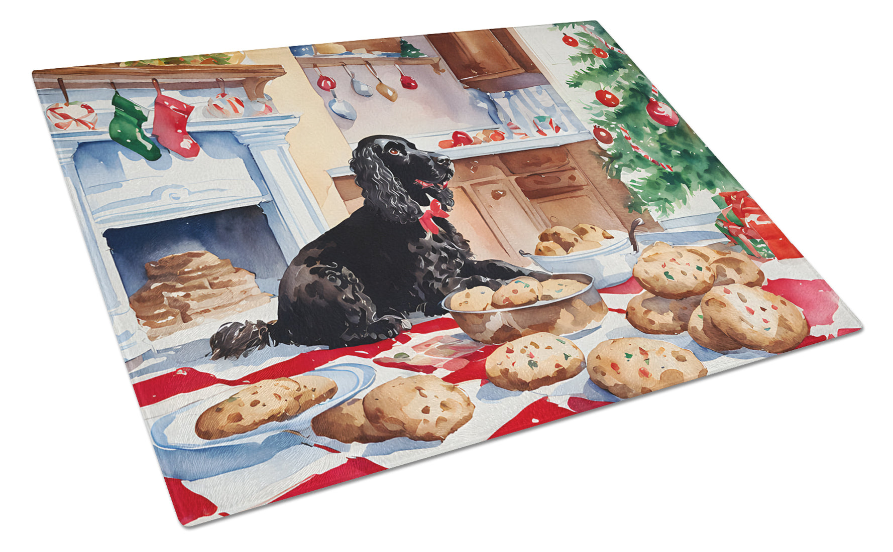 American Water Spaniel Christmas Cookies Glass Cutting Board