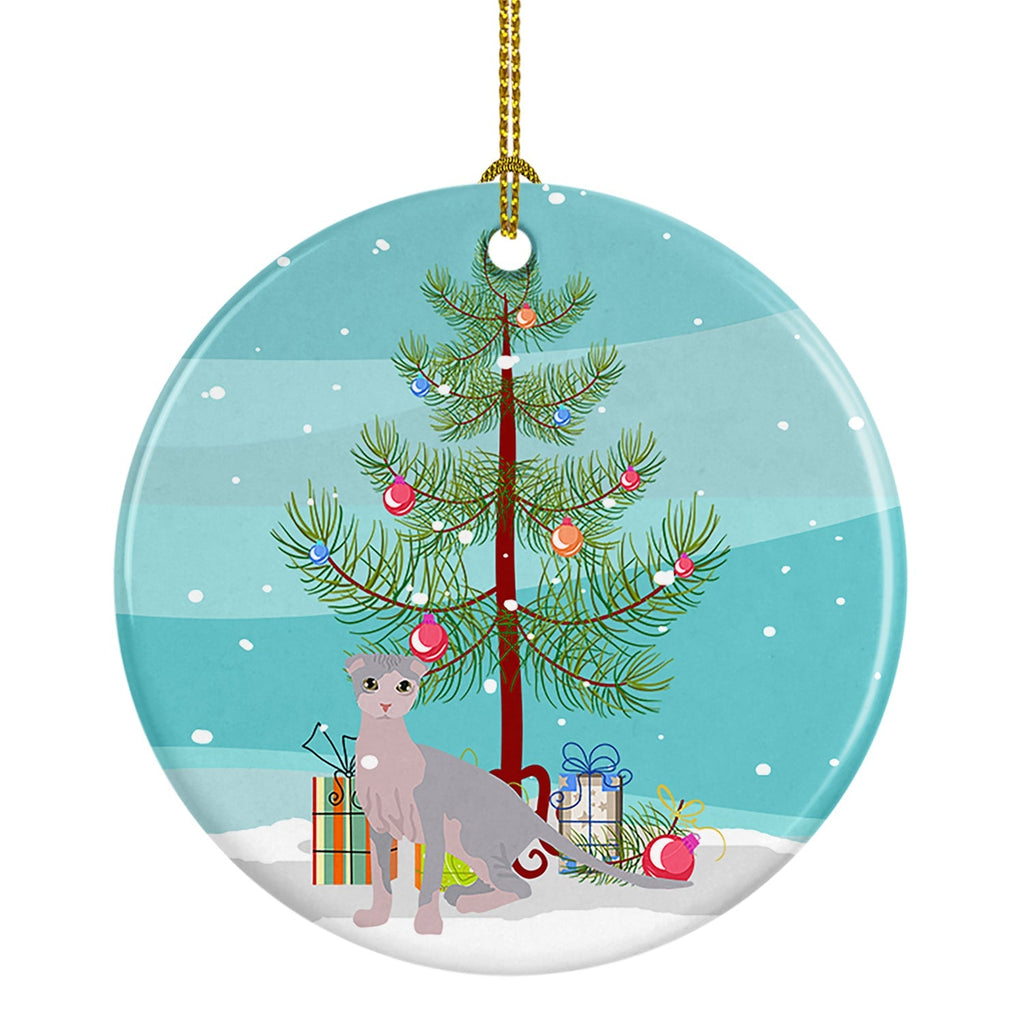 Ukrainian Levkoy Cat Christmas Ceramic Ornament