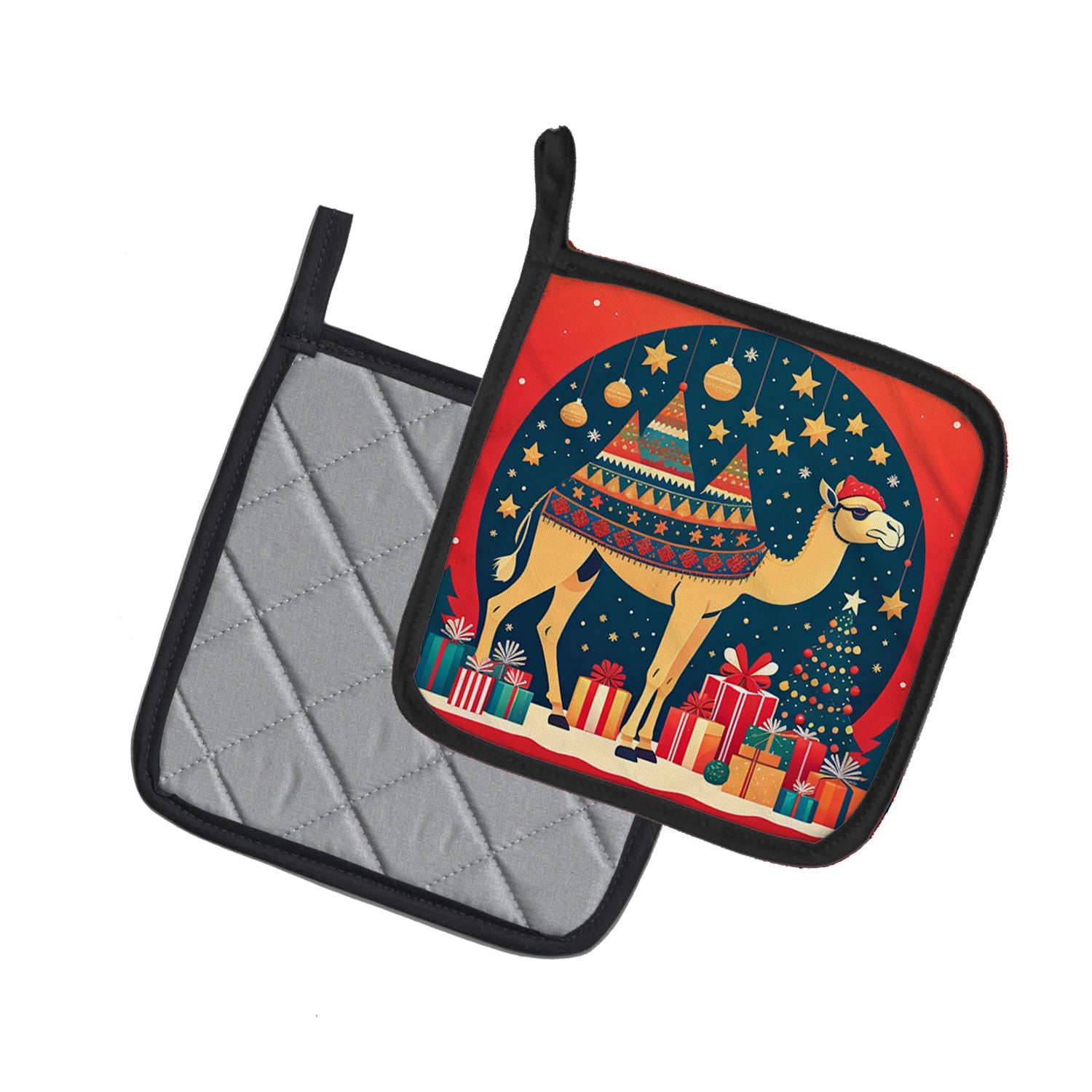 Camel Christmas Pair of Pot Holders