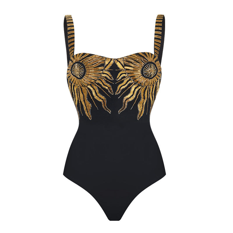 Sequin Sunflower One-Piece Swimsuit for Women 2024