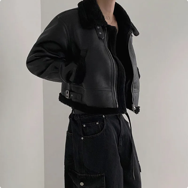 Korean Luxe Suede Lambswool Oversized Coat