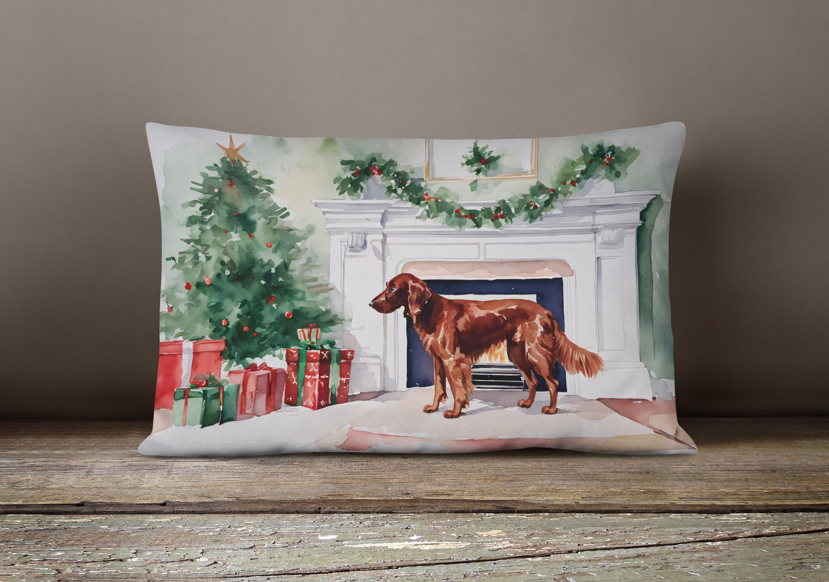 Irish Setter Christmas Throw Pillow