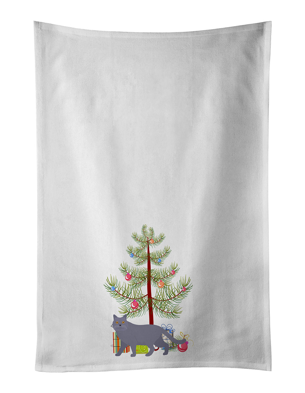 British Shorthair Cat Christmas Kitchen Towel Set of 2