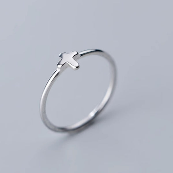Elegant Minimalist Cross Silver Ring
