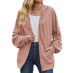 Women's V-neck Zipper Loose Sweater Coat