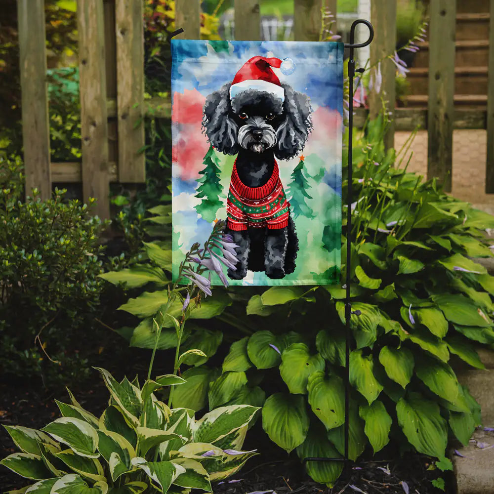 Poodle Christmas Garden Flag