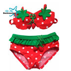 Cartoon Strawberry Bikini for Baby Girls with Hat