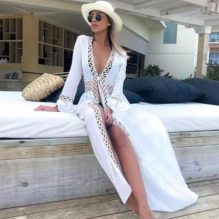 Beach Vacation Bikini Cover-Up Long Loose Dress Cardigan