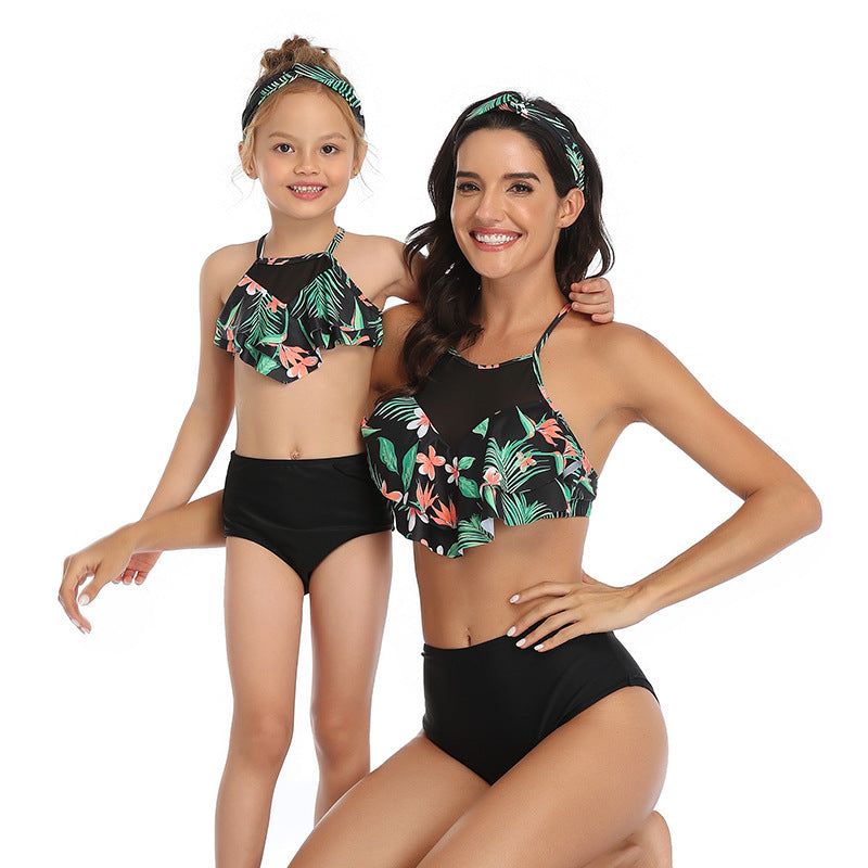 Women's Fashion High-Waist Matching Bikini Swimsuits
