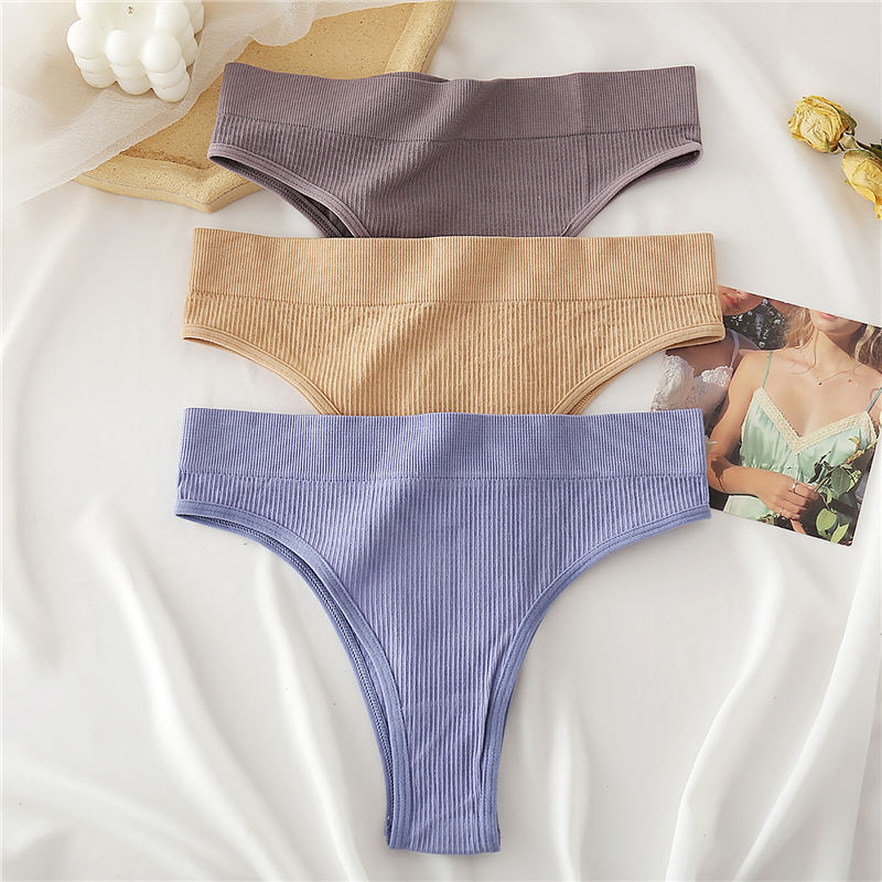 FINETOO Women's Seamless High Waisted Thongs