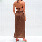 Beach Cover-Up for Bikini with V-Neck and Tie Back