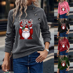 Printed Button Christmas Long Sleeve Sweatshirt for Women | Streetwear