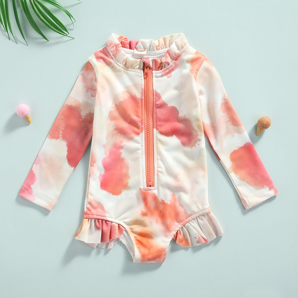 Quick-Dry Sun Protection One-Piece Swimsuit for Girls