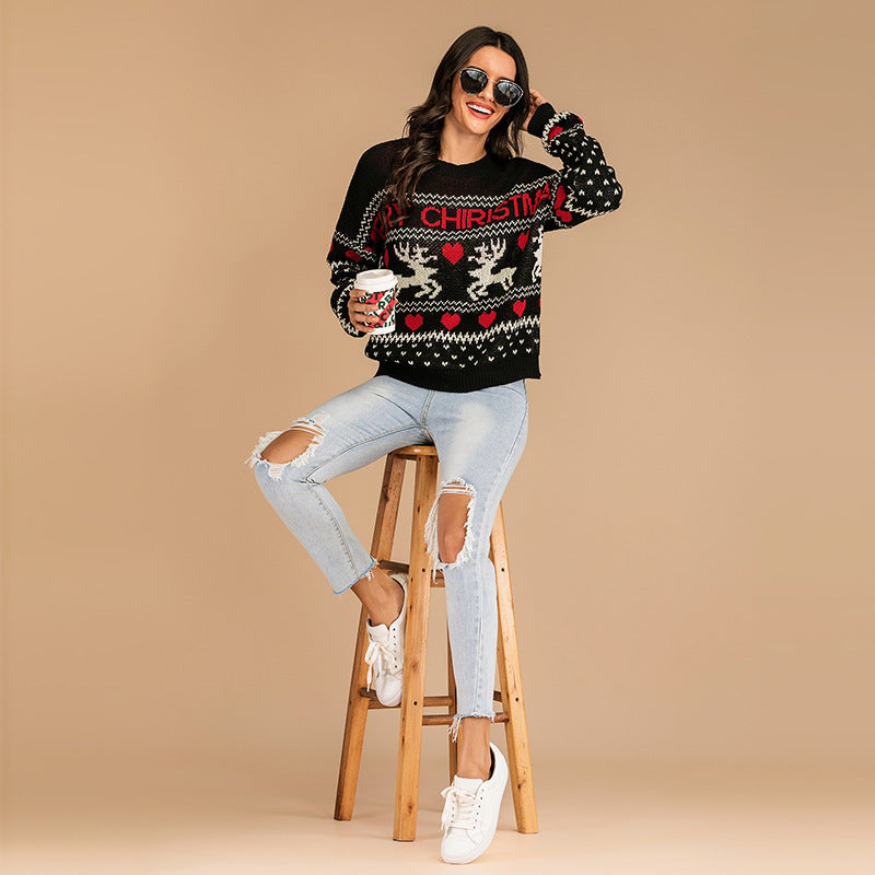 2020 Women's Christmas Sweater with Reindeer Design