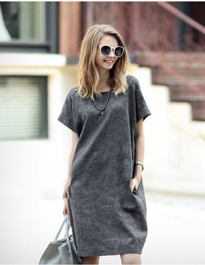 Cotton-Linen Slim Fit Dress