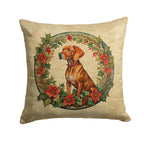 Vizsla Christmas Flowers Throw Pillow
