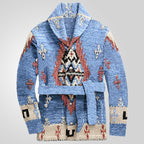 American Retro Heavy Industry Jacquard Sweater Coat