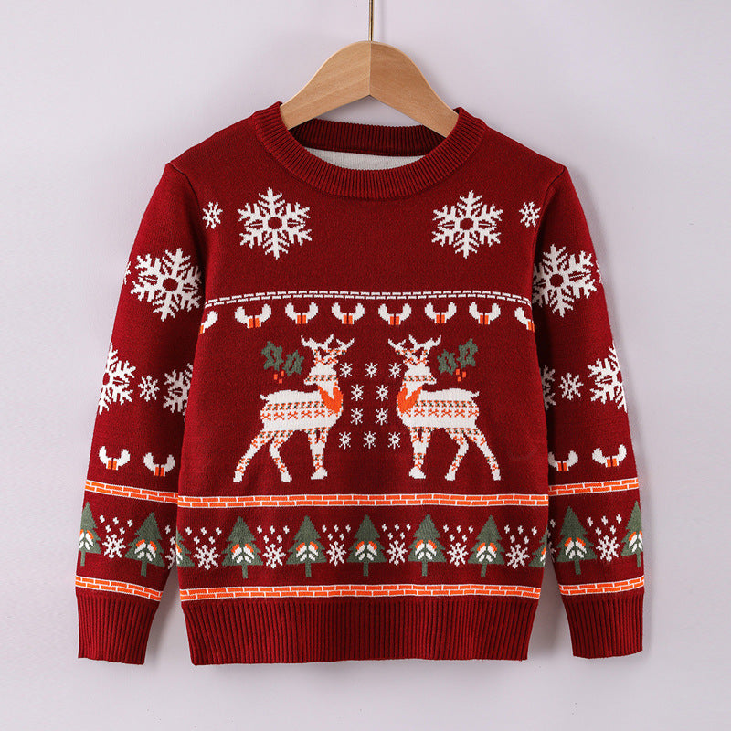 Children's Cartoon Elk Sweater for Christmas & Winter