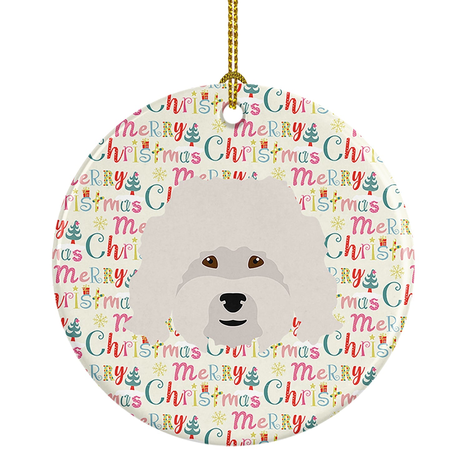 Bolognese Merry Christmas Ceramic Ornament