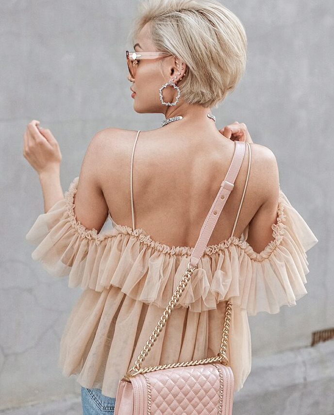 Sexy Mesh Crop Top with Spaghetti Straps for Women