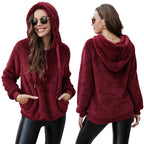 Women's Fleece Jacket with Zipper Hood and Collar