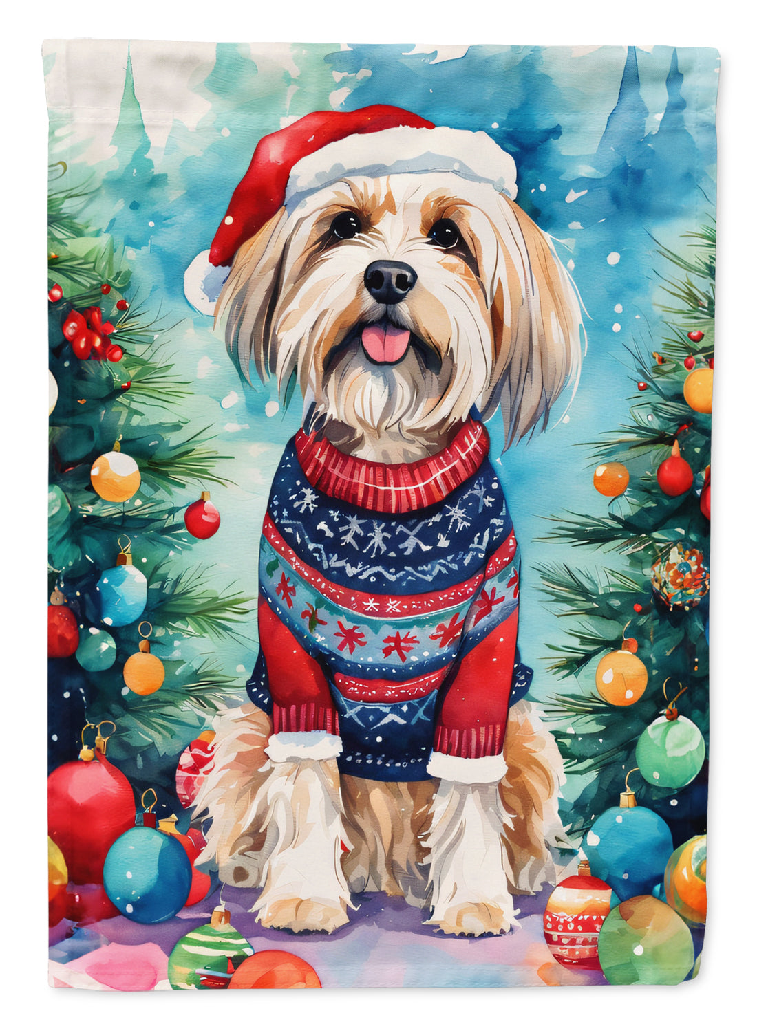 Tibetan Terrier Christmas House Flag