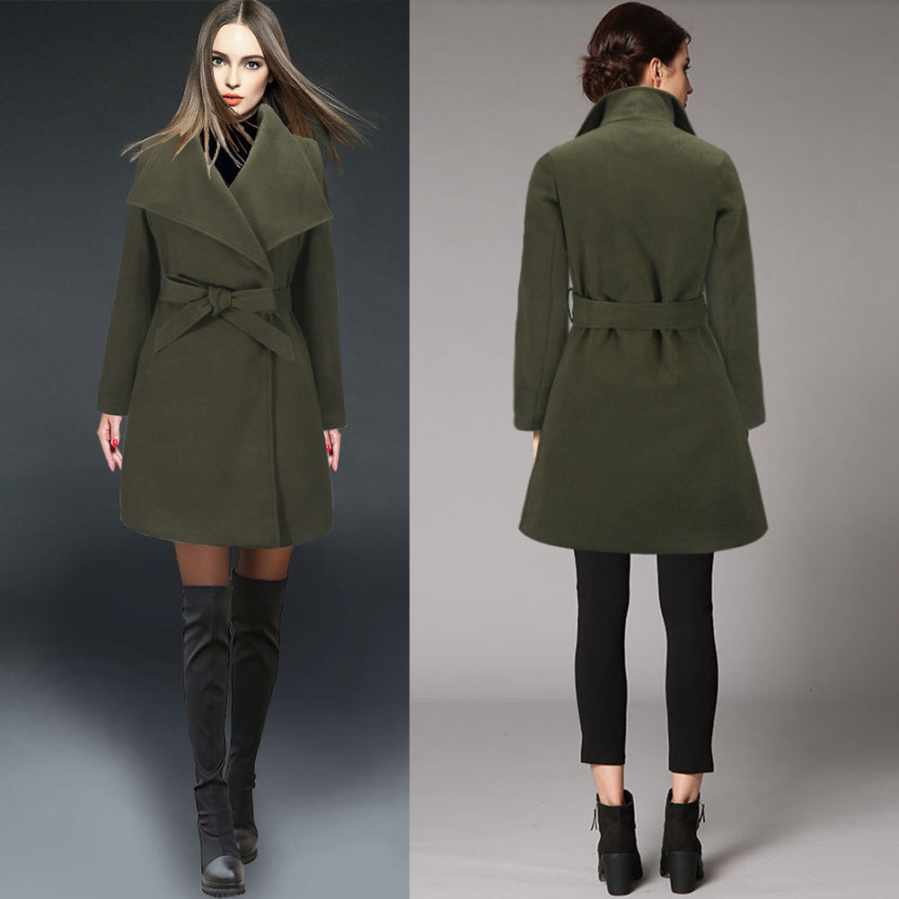 Lace-Up Short Trench Coat Casual Jacket