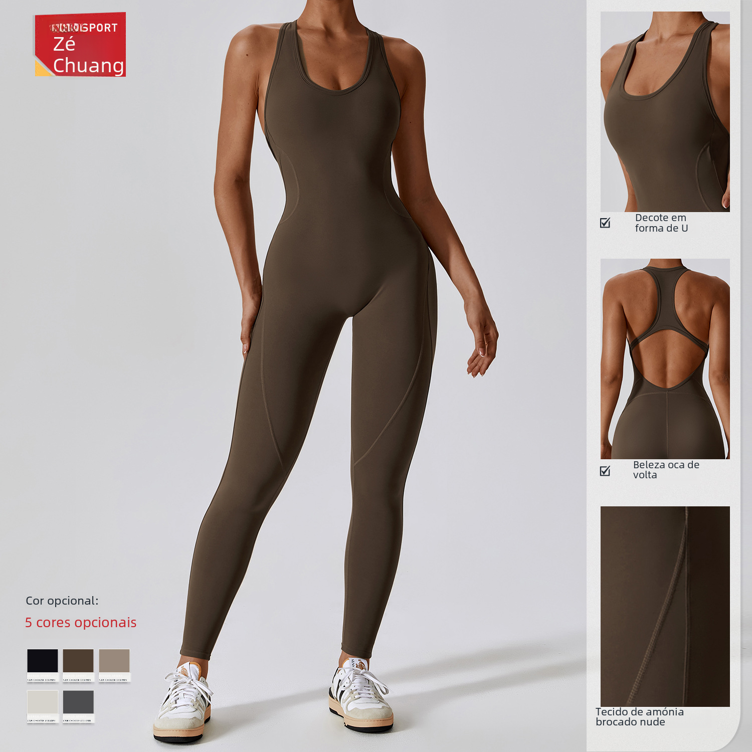 High Elasticity Women's Yoga Bodysuit with Open Back