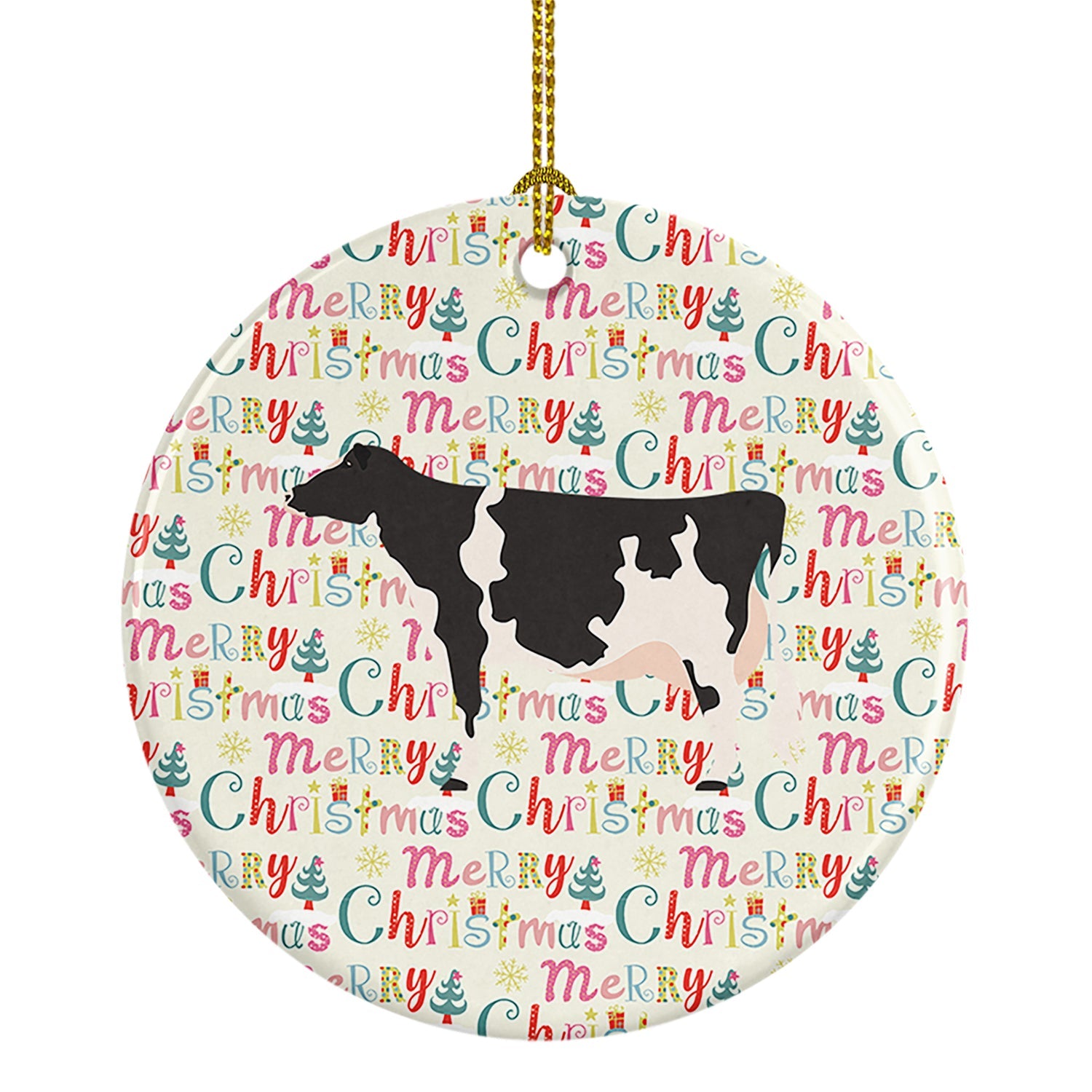 Holstein Cow Christmas Ceramic Ornament