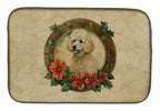 Poodle Christmas Flowers Dish Drying Mat