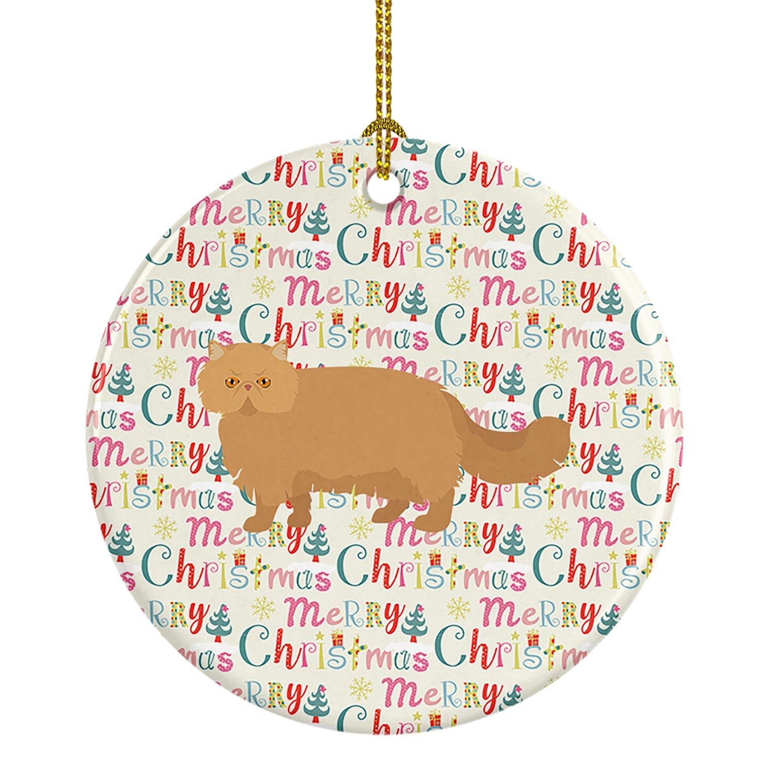 Persian Modern Cat Christmas Ceramic Ornament