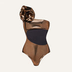 2023 Women's Gold Hollow Floral Swimsuit - In Stock