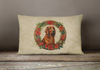 Irish Setter Christmas Flowers Throw Pillow