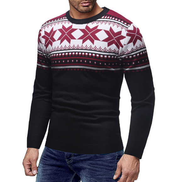 Men's Christmas Sweater with Geometric Patterns
