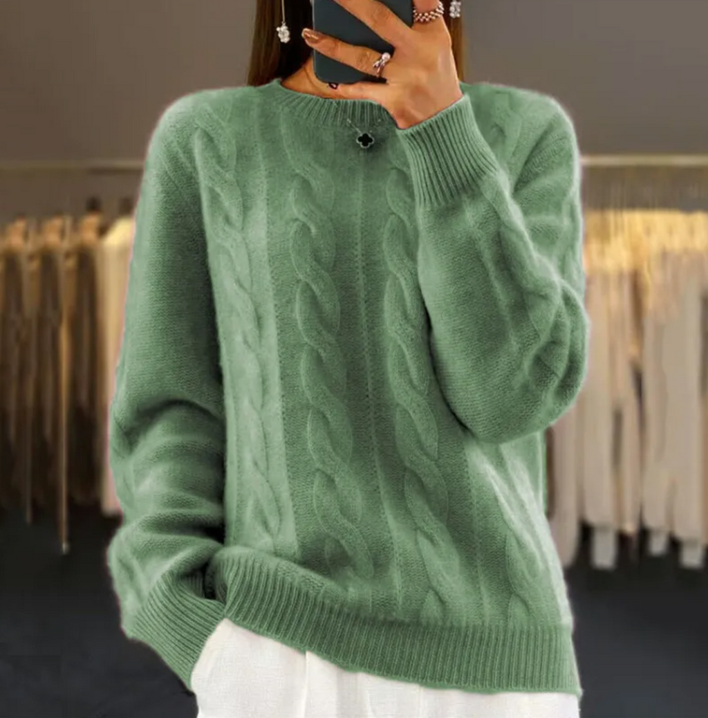 Women's Retro Cable-Knit Pullover Sweater | Streetwear