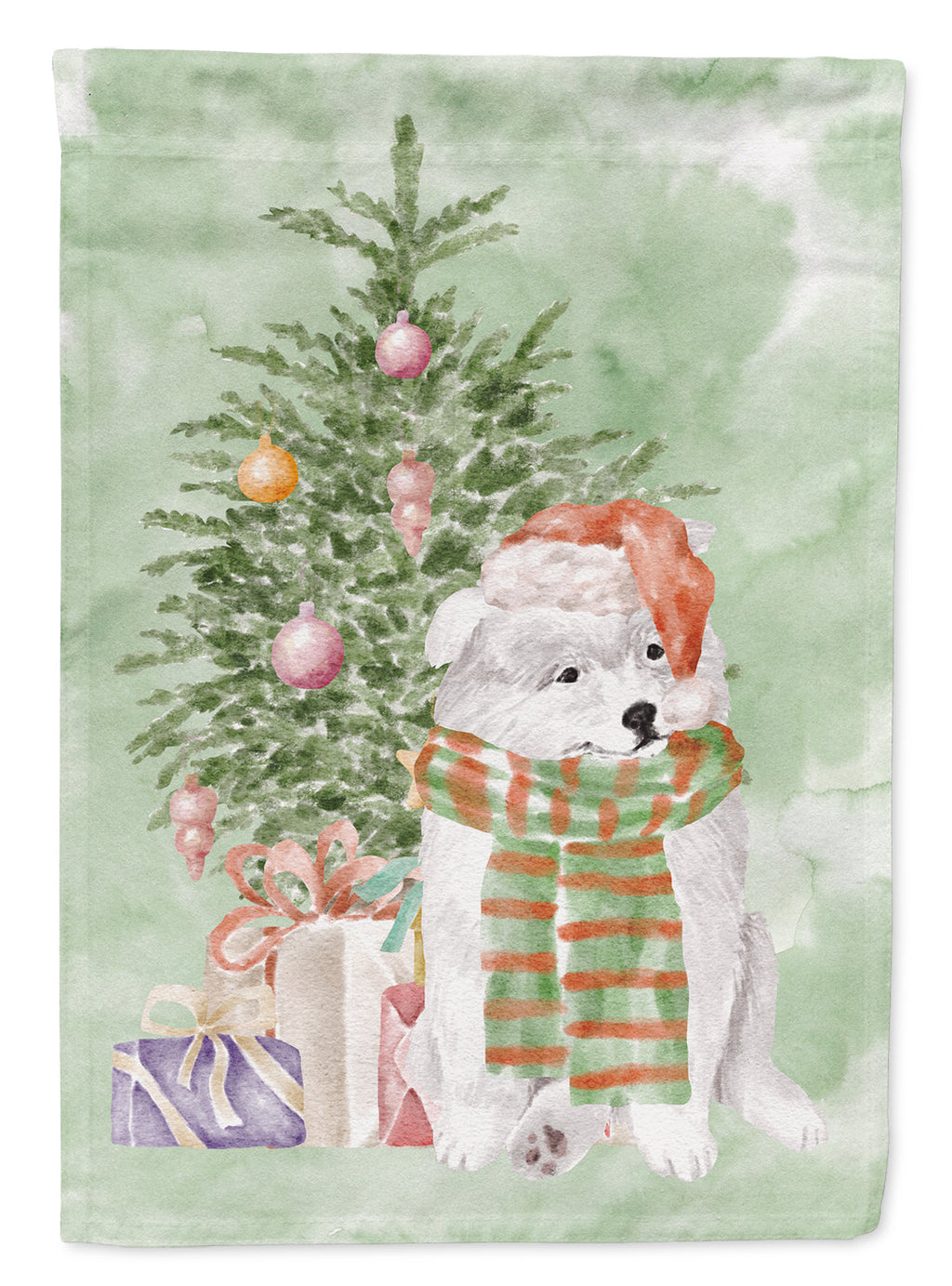Samoyed Christmas Presents and Tree Garden Flag