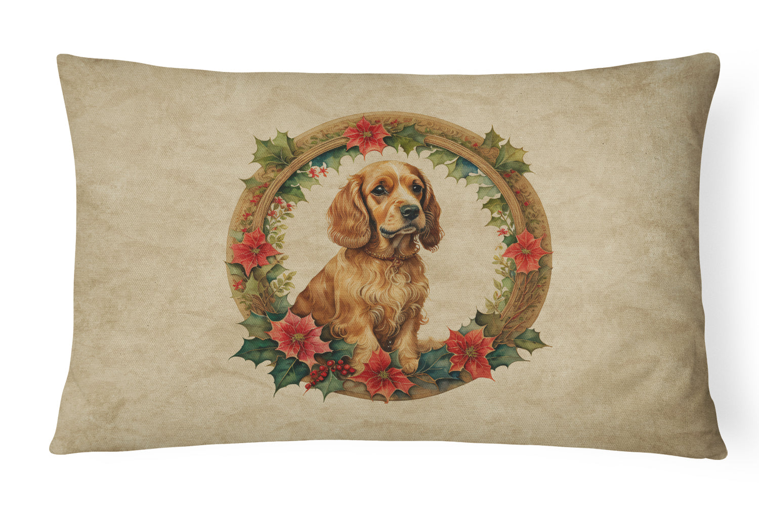 Cocker Spaniel Christmas Flowers Throw Pillow