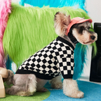 Checkerboard Pattern Round Neck Pet Sweater